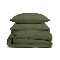 Bleu Calin Parure de lit unie 2 personnes 220x240cm PERCALE KAKI Online