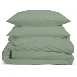 Bleu Calin Parure de lit unie 1 personne 140x200cm PERCALE SAUGE Discount