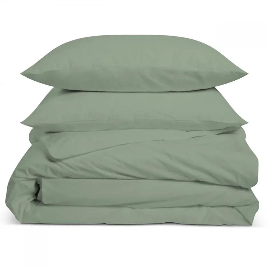 Bleu Calin Parure de lit unie 1 personne 140x200cm PERCALE SAUGE Discount
