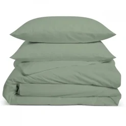 Bleu Calin Parure de lit unie 2 personnes 240x260cm PERCALE SAUGE