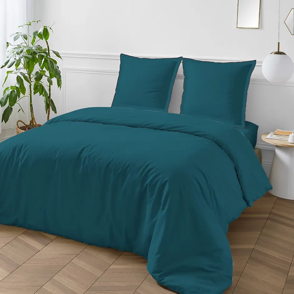 Future Home Parure de lit unie en coton finition bourdon 260x240cm Discount