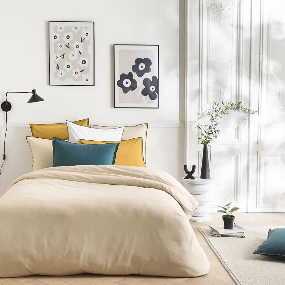 Future Home Parure de lit unie en coton finition bourdon 240x220cm Best