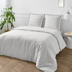 Future Home Parure de lit unie en coton finition bourdon 260x240cm