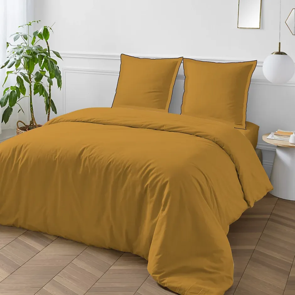 Future Home Parure de lit unie en coton finition bourdon 260x240cm Discount