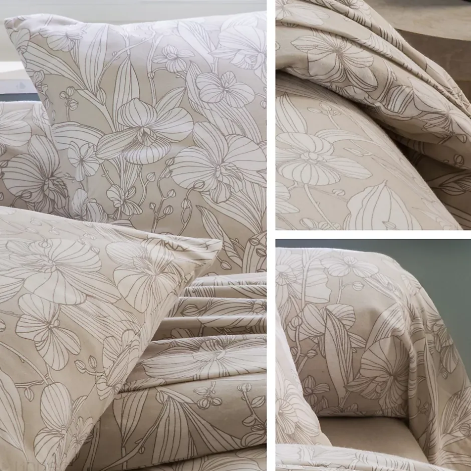Linnea Parure de lit 140x200 cm 100% flanelle de coton ORCHIDÉE 2 pièces