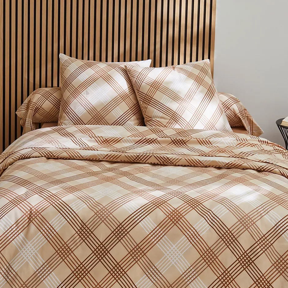 Linnea Parure de lit 200x200 cm 100% flanelle de coton ARTHUR beige 3 pièces