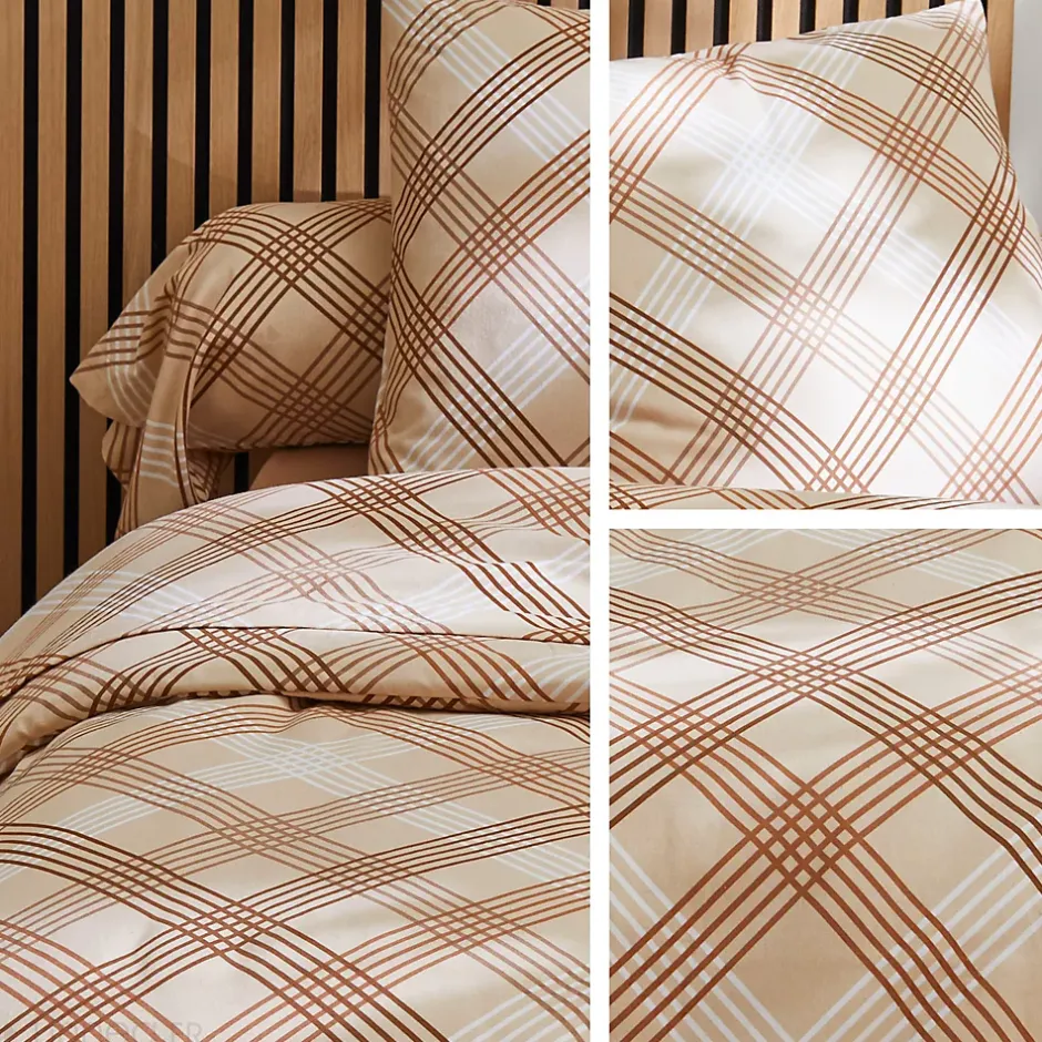 Linnea Parure de lit 200x200 cm 100% flanelle de coton ARTHUR beige 3 pièces