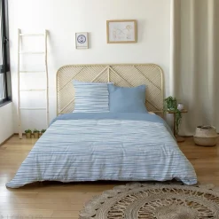 Linnea Parure de lit 240x220 cm 100% polyester microfibre BLIS bleu 3 pièces Sale