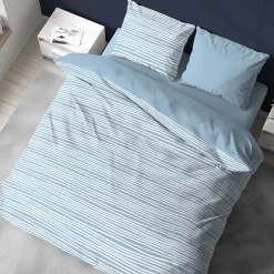 Linnea Parure de lit 240x220 cm 100% polyester microfibre BLIS bleu 3 pièces Sale