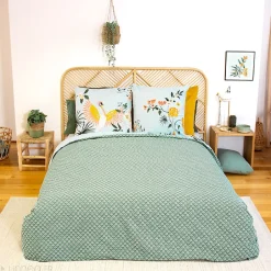 Linnea Parure de lit 260x240 cm coton KUSMI bleu