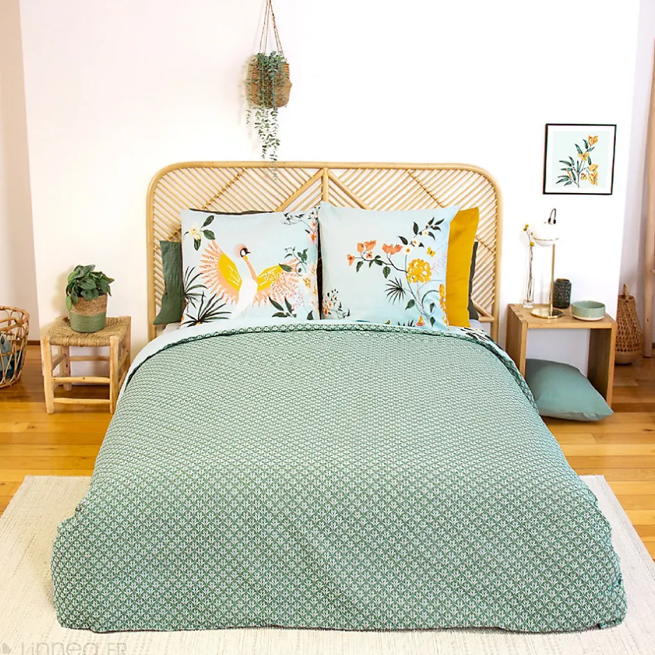 Linnea Parure de lit 260x240 cm coton KUSMI bleu