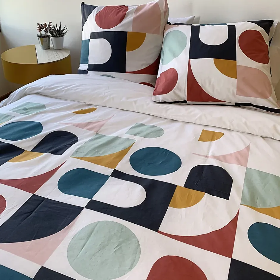 Linnea Parure de lit 260x240 cm coton biologique TITANE Blanc Discount