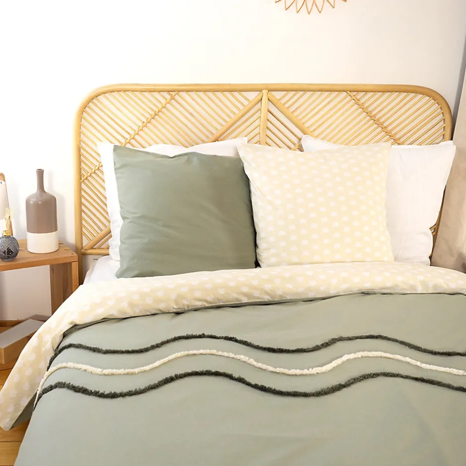 Linnea Parure de lit 260x240 cm coton BCI adouci LINEA Vert 3 pièces