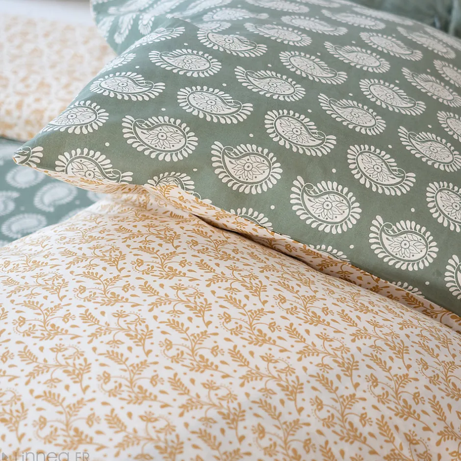 Linnea Parure de lit 240x220 cm coton bci adouci WAY vert 3 pièces
