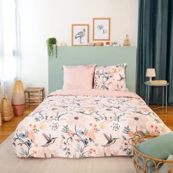 Linnea Parure de lit 260x240 cm coton bci adouci PANGA rose 3 pièces