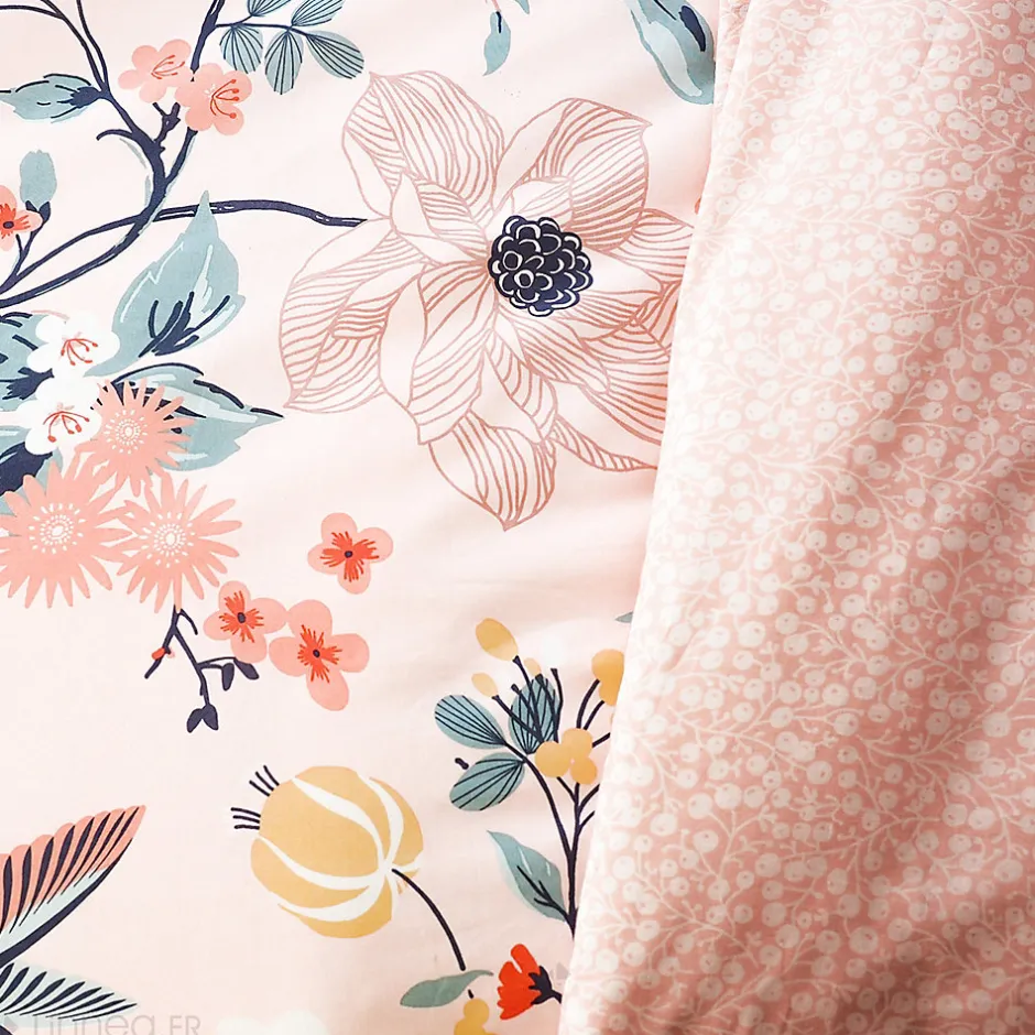 Linnea Parure de lit 260x240 cm coton bci adouci PANGA rose 3 pièces
