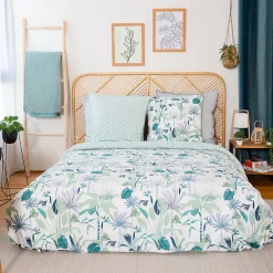 Linnea Parure de lit 240x220 cm coton bci adouci ALISCO bleu 3 pièces