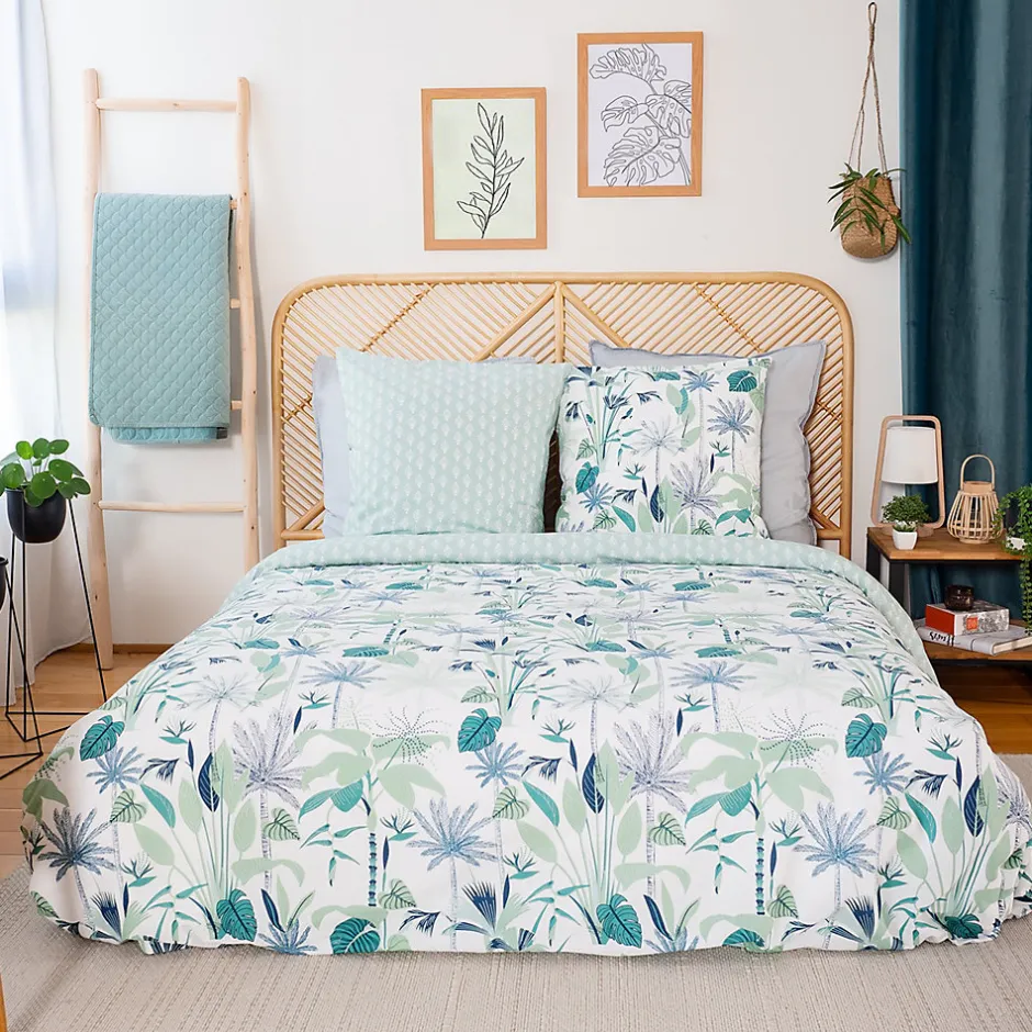 Linnea Parure de lit 240x220 cm coton bci adouci ALISCO bleu 3 pièces
