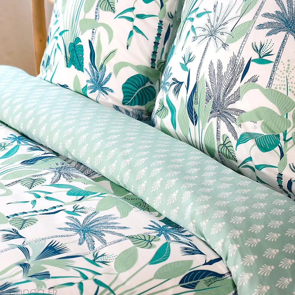 Linnea Parure de lit 240x220 cm coton bci adouci ALISCO bleu 3 pièces