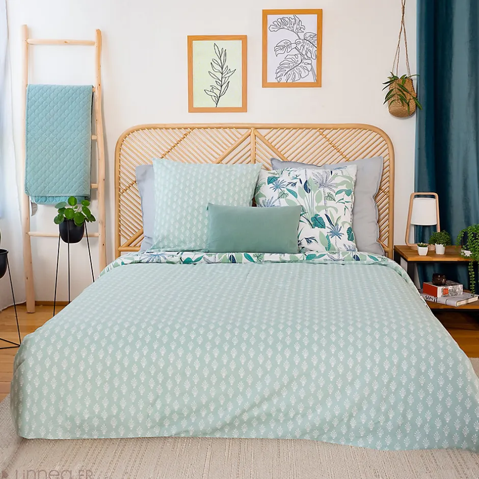 Linnea Parure de lit 240x220 cm coton bci adouci ALISCO bleu 3 pièces