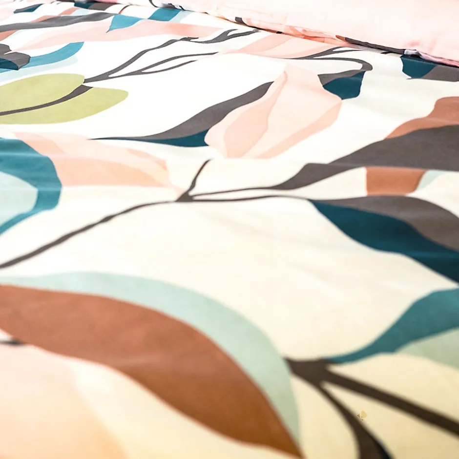 Linnea Parure de lit 240x220 cm coton BCI adouci LILA Blanc 3 pièces