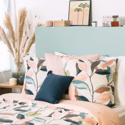 Linnea Parure de lit 240x220 cm coton BCI adouci LILA Blanc 3 pièces