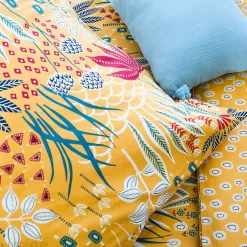 Linnea Parure de lit 260x240 cm coton bci adouci COME jaune 3 pièces