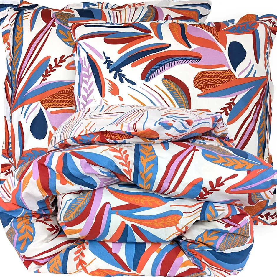 Linnea Parure de lit 140x200 cm coton PERROQUET multicolore Salsa 2 pièces