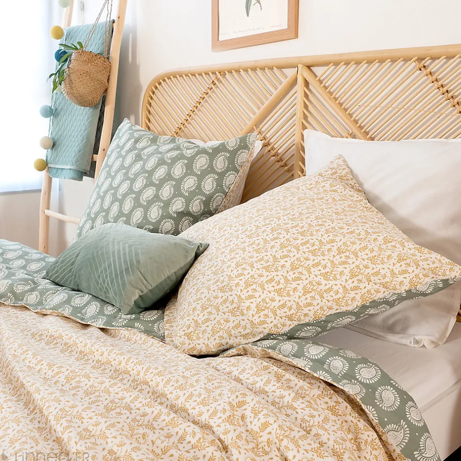 Linnea Parure de lit 260x240 cm coton bci adouci WAY vert 3 pièces