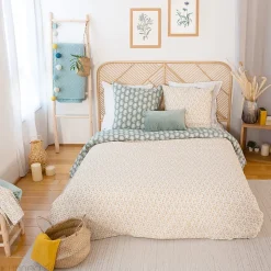 Linnea Parure de lit 260x240 cm coton bci adouci WAY vert 3 pièces