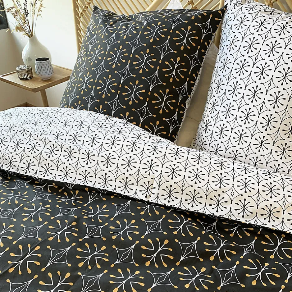 Linnea Parure de lit 140x200 cm coton biologique WAG Noir