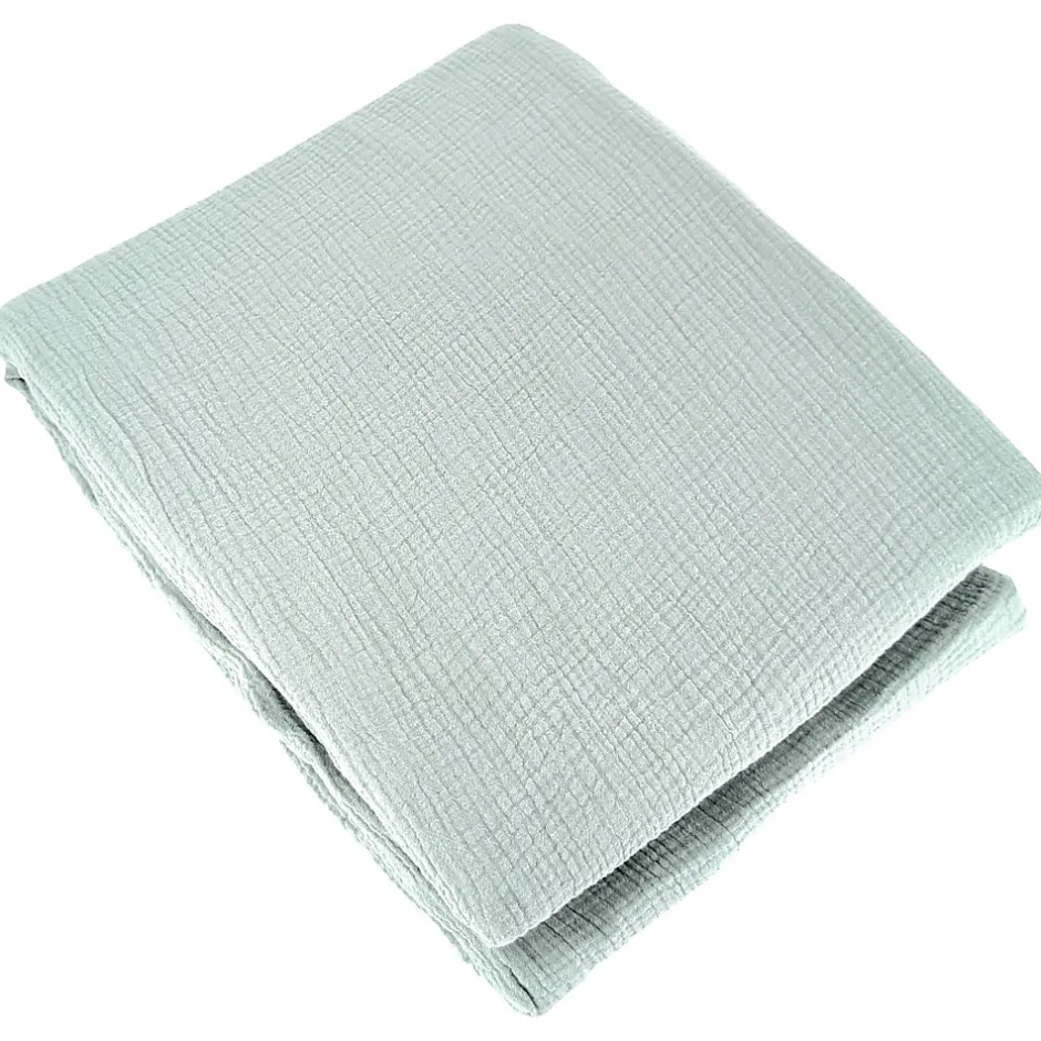 Linnea Parure de lit 260x240 cm double gaze de coton GAZGAZ vert amande 3 pièces