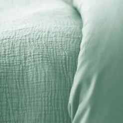 Linnea Parure de lit 260x240 cm double gaze de coton GAZGAZ vert amande 3 pièces