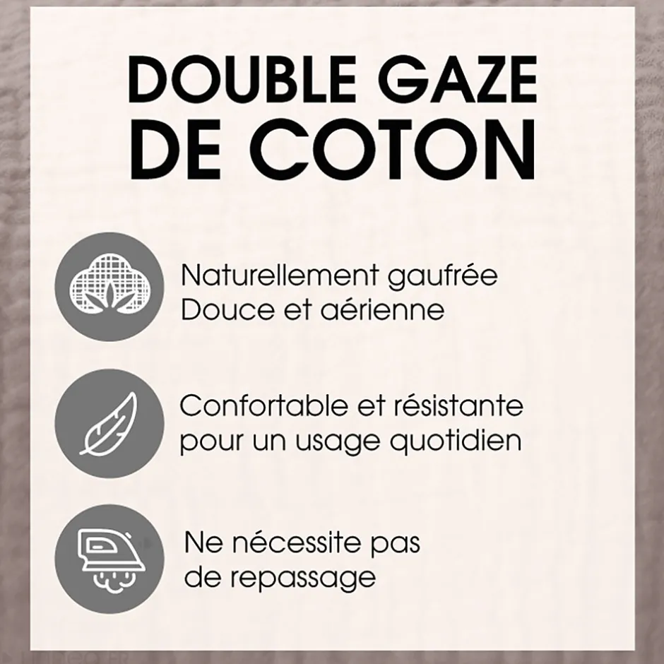 Linnea Parure de lit 260x240 cm double gaze de coton GAZGAZ beige Galet