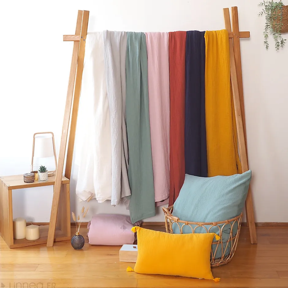 Linnea Parure de lit 260x240 cm double gaze de coton GAZGAZ beige Galet