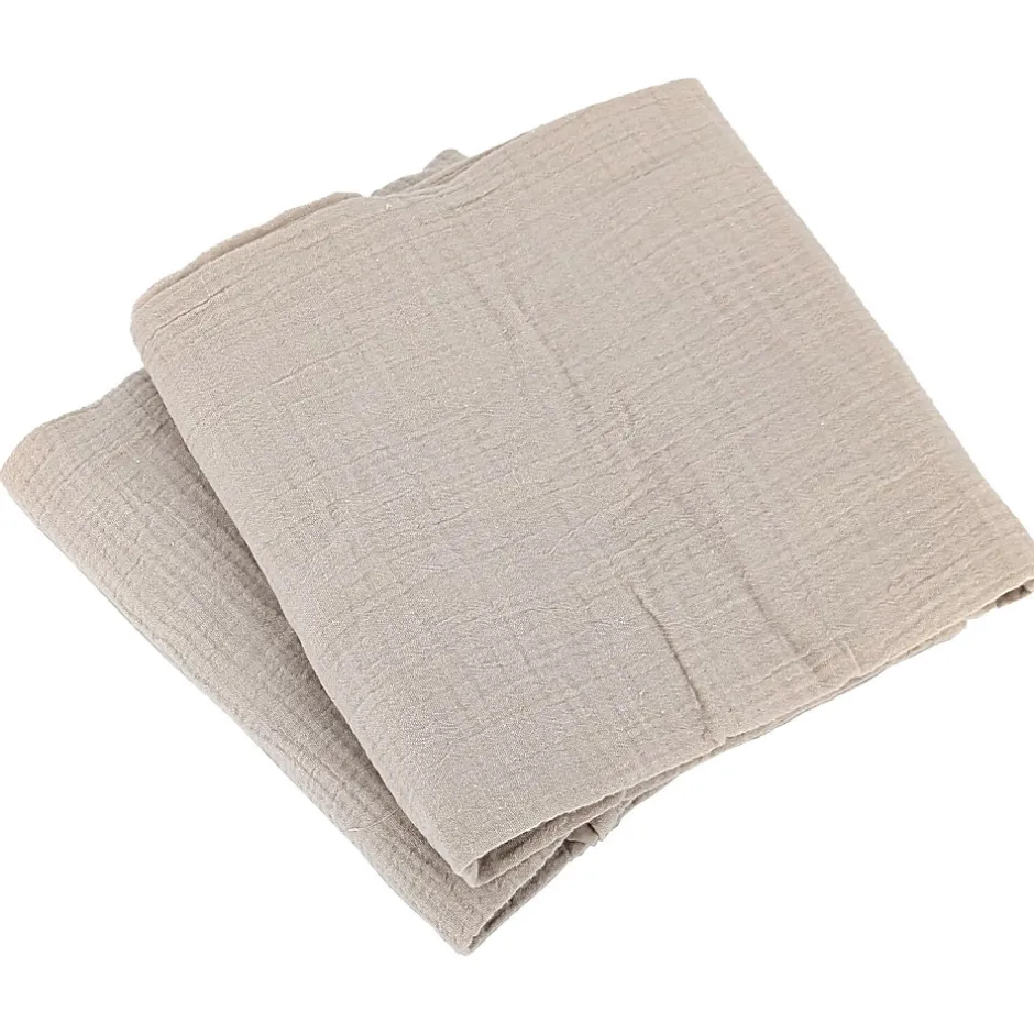 Linnea Parure de lit 260x240 cm double gaze de coton GAZGAZ beige Galet