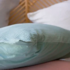 Linnea Parure de lit 240x220 cm double gaze de coton GAZGAZ vert amande 3 pièces