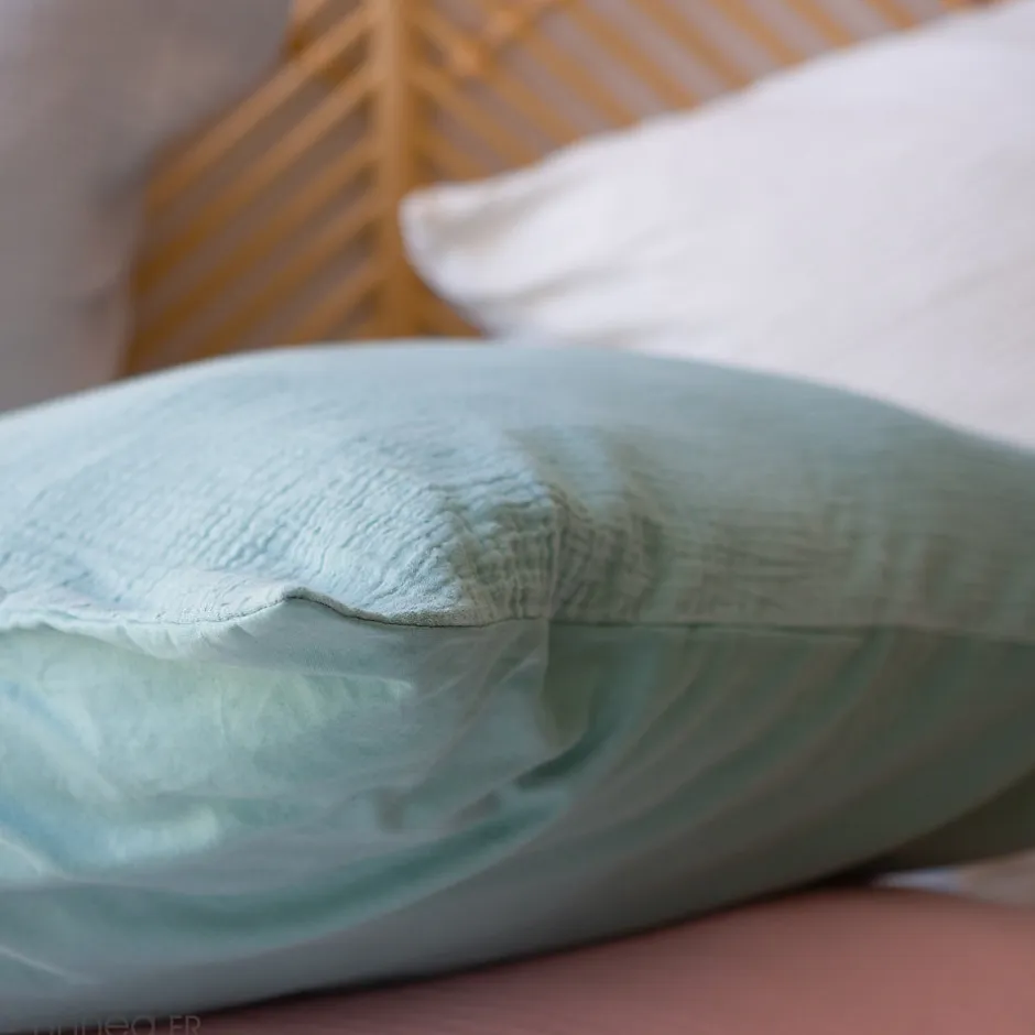 Linnea Parure de lit 240x220 cm double gaze de coton GAZGAZ vert amande 3 pièces