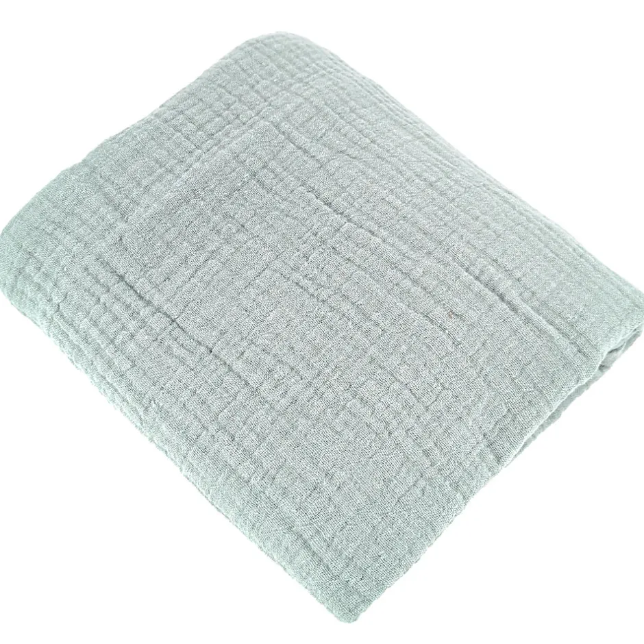 Linnea Parure de lit 240x220 cm double gaze de coton GAZGAZ vert amande 3 pièces