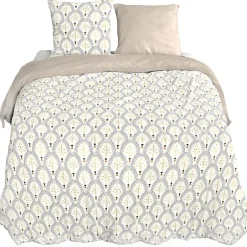 Linnea Parure de lit 260x240 cm en coton WAG motif géométrique blanc et bleu 3 pièces