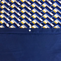 Linnea Parure de lit 260x240 cm en microfibre LOSS bleu foncé motif géométrique 3 pièces