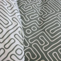 Linnea Parure de lit 140x200 cm en microfibre PARCHEMIN vert motif graphique 2 pièces Clearance
