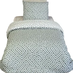 Linnea Parure de lit 140x200 cm en microfibre PARCHEMIN vert motif graphique 2 pièces Clearance