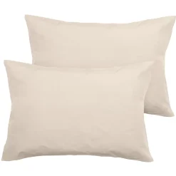 Linnea Parure de lit 280x240 cm et taie 50x70 cm percale MANOIR blanc Naturel Discount