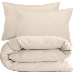 Linnea Parure de lit 280x240 cm et taie 50x70 cm percale MANOIR blanc Naturel Discount