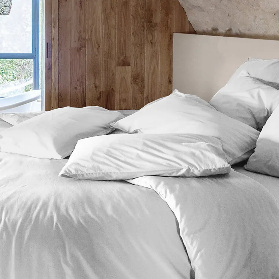 Linnea Parure de lit 280x240 cm et 50x70 cm coton lavé PALACE blanc neige 3 pièces Outlet