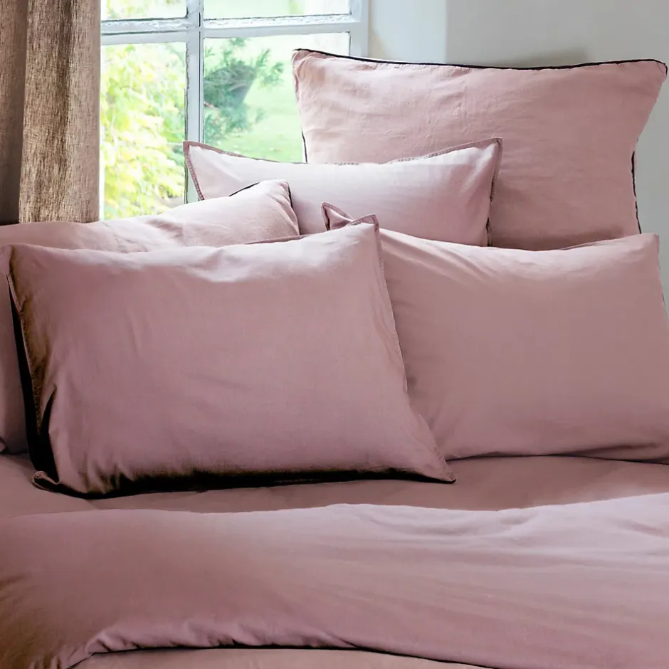 Linnea Parure de lit 240x220 cm et 65x65 cm coton lavé PALACE rose 3 pièces Online