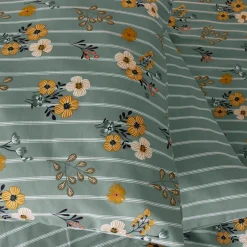 Linnea Parure de lit 240x220 cm FLORINETTE microfibre à rayures motif florale