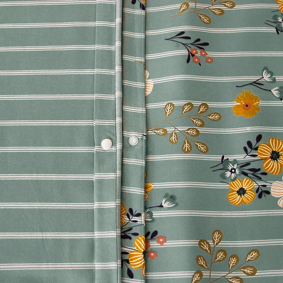 Linnea Parure de lit 240x220 cm FLORINETTE microfibre à rayures motif florale