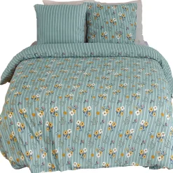Linnea Parure de lit 260x240 cm FLORINETTE microfibre à rayures motif florale